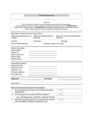 Suboxone Prior Authorization Form