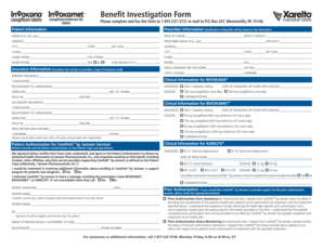 Benefit Investigation Form for INVOKANA, INVOKAMET, XARELTO