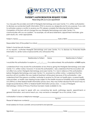 Patient Authorization Request Form