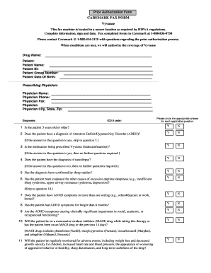 Vyvanse Prior Authorization Form