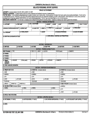 Isolated Personnel Report (ISOPREP) Form