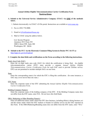 FCC Form 555 Annual Lifeline Certification