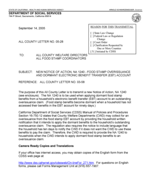 California Notice of Action NA 1240