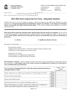 2013-2014 Need Analysis Review Form – Dependent Students