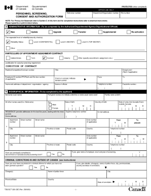 Government of Canada Personnel Screening Consent Form
