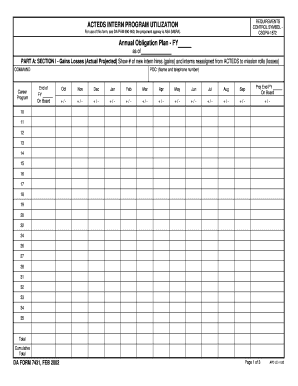 ACTEDS INTERN PROGRAM UTILIZATION. DA FORM 7431, FEB 2002 - apd army