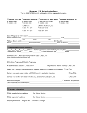Universal 17-P Authorization Form