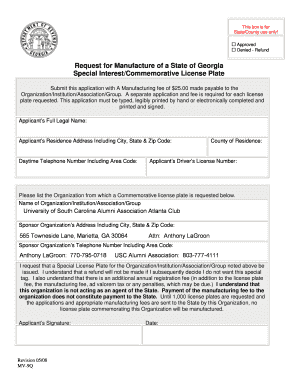 Georgia Special Interest License Plate Application