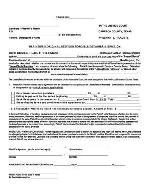 Texas Forcible Detainer Eviction Petition