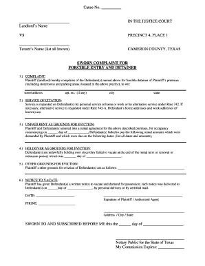 Texas Forcible Entry and Detainer Complaint