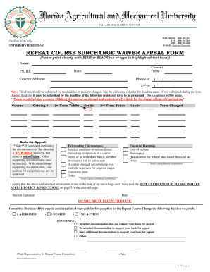 Repeat Course Surcharge Waiver Appeal Form