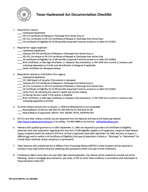 Texas Hazlewood Act Documentation Checklist