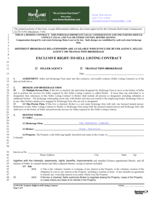 Colorado Exclusive Right-to-Sell Listing Contract