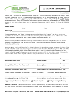 Co-Exclusive Listing Form