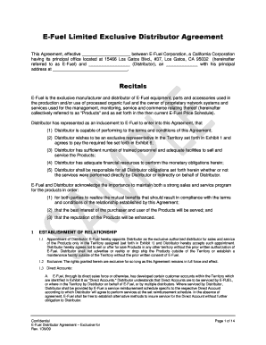 Film distribution agreement sample - E-Fuel Limited Exclusive Distributor Agreement - E-Fuel Microfueler