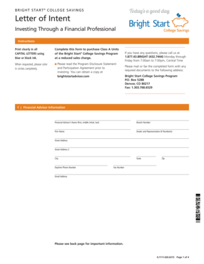 Bright Start Advisor Letter of Intent Form