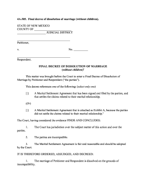 Final Decree of Dissolution of Marriage