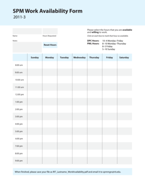 SPM Work Availability Form