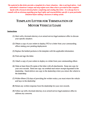 Motor Vehicle Lease Termination Letter