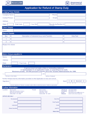 Application for Refund of Stamp Duty