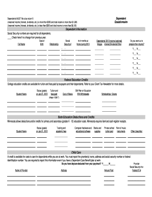 US Dependent Tax Return Form