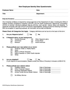 New Employee Identity Data Questionnaire