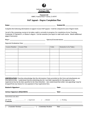 Satisfactory Academic Progress Appeal Form