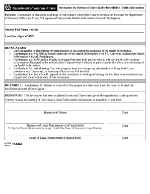 Revocation for Release of Individually-Identifiable Health Information