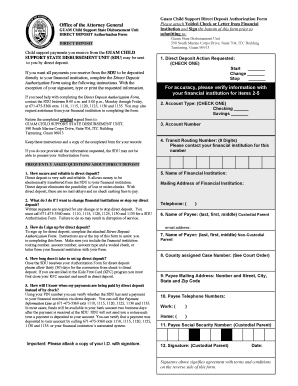 Guam Child Support Direct Deposit Authorization Form
