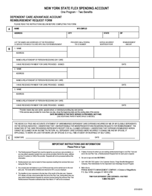 New York State Dependent Care Reimbursement Request Form