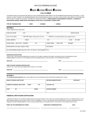 NYS Flex Spending Account Rapid Access Check Authorization