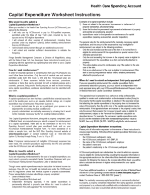 Health Care Spending Account Capital Expenditure Worksheet