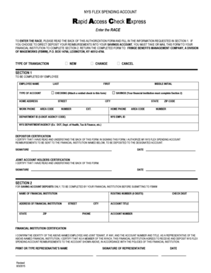 NYS Flex Spending Account Direct Deposit Authorization