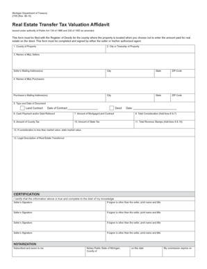 Michigan Real Estate Transfer Tax Valuation Affidavit
