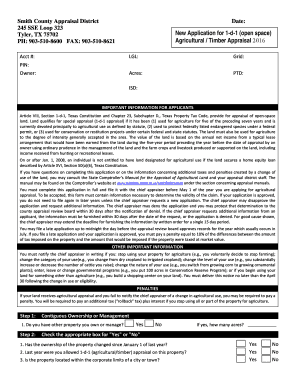 Texas Agricultural Appraisal Application