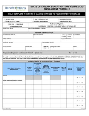 Arizona Retiree/LTD Enrollment Form