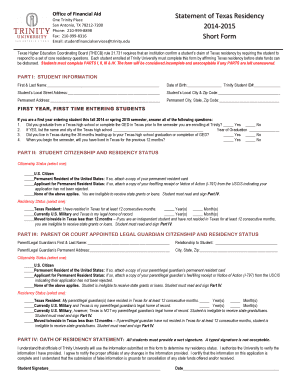 Texas Residency Affidavit Form