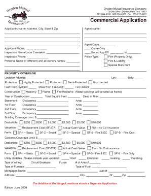Commercial Fire Insurance Application