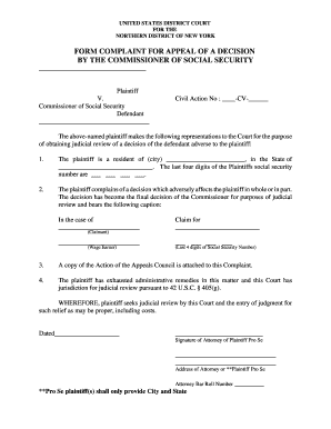 Social Security Appeal Complaint Form