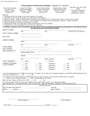 Illinois Eastern Community Colleges Transcript Request Form