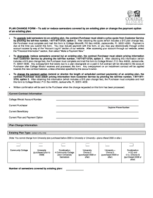 College Illinois Plan Change Form