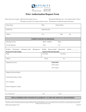 Prior Authorization Request Form
