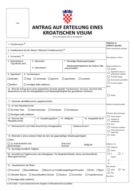 Antrag auf Erteilung eines kroatischen Visums