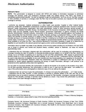 CIGNA Disclosure Authorization Form
