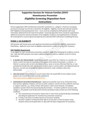 SSVF Homelessness Prevention Eligibility Screening Form