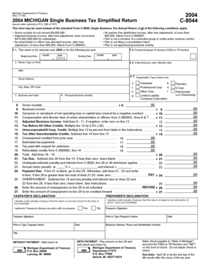 Michigan Single Business Tax Simplified Return