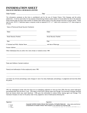 Greater Illinois Title Information Sheet