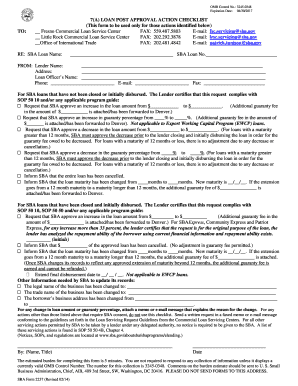 SBA Loan Post Approval Action Checklist