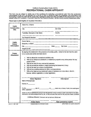 Recreational Cabin Affidavit
