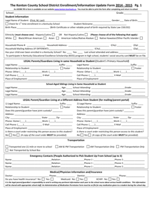 Kenton County School District Enrollment Form